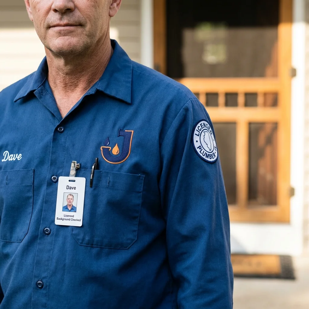 Licensed plumber showing ID badge in South Charleston, OH