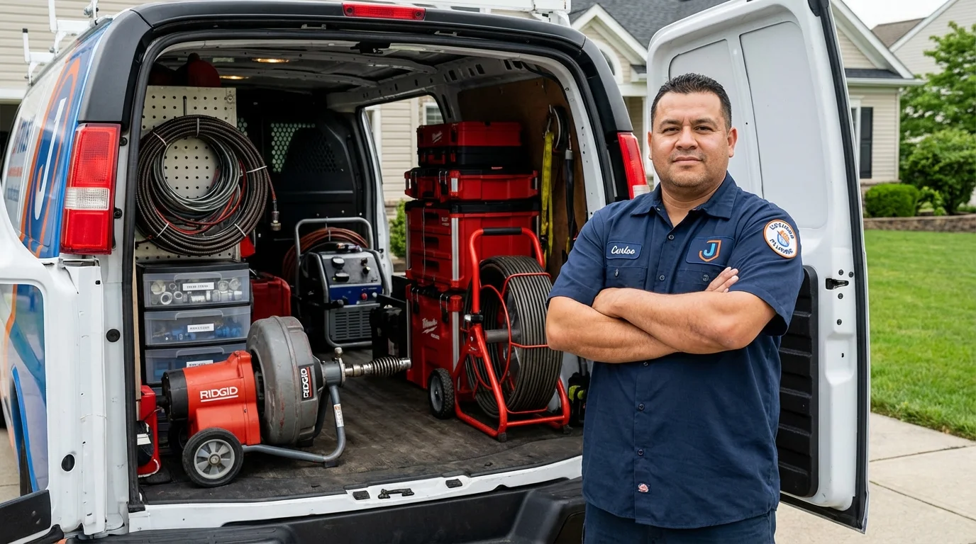 Professional drain cleaning equipment and Johns Plumbing LLC plumber in South Charleston