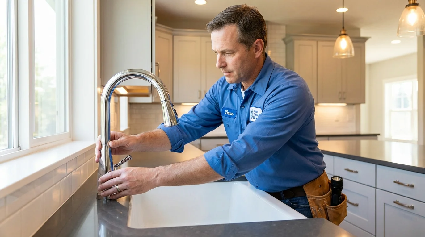 Kitchen faucet installation by Johns Plumbing LLC in South Charleston