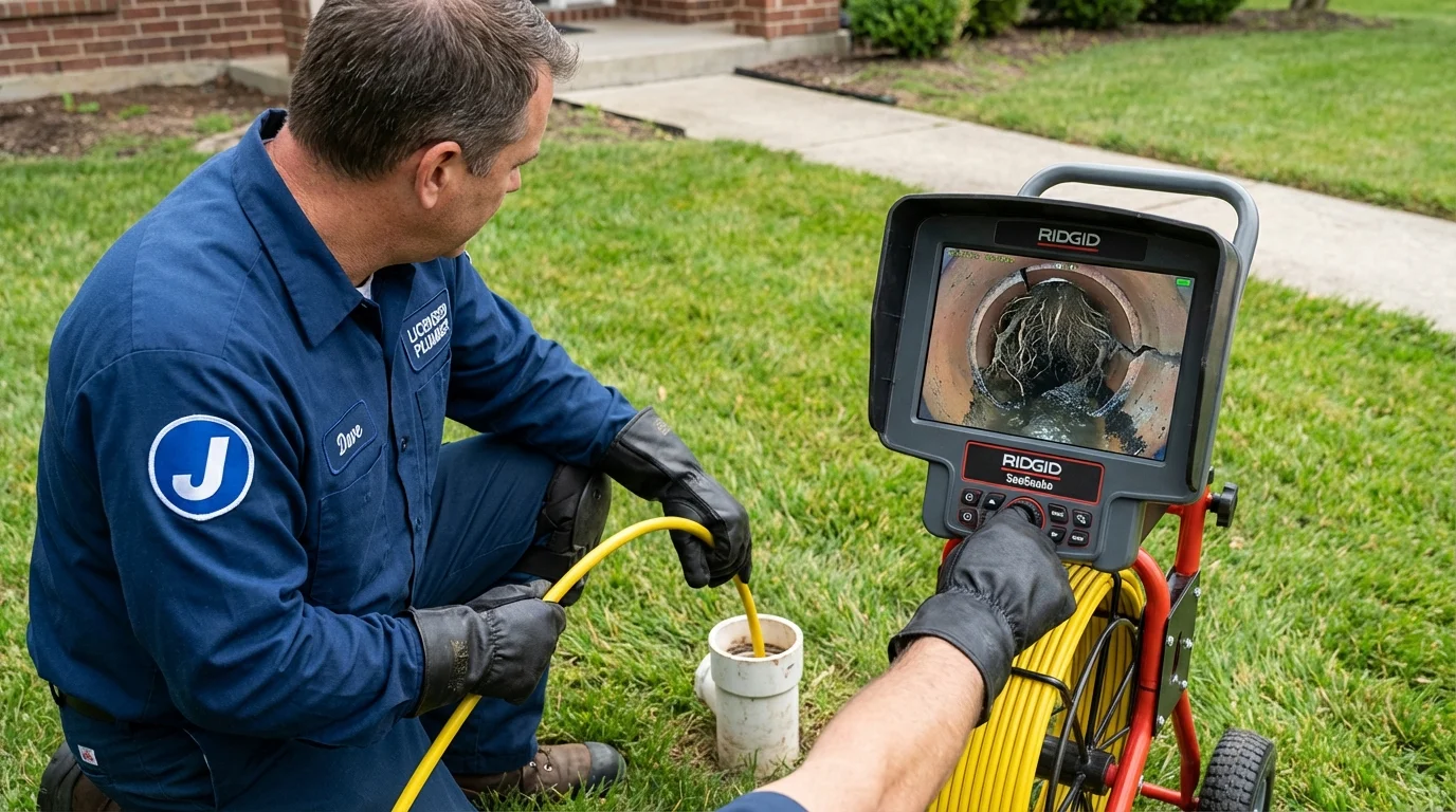 Sewer camera inspection being performed by Johns Plumbing LLC in South Charleston